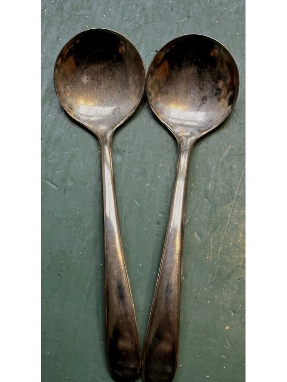 2 VINTAGE Silverplated ITALY Marked Sugar Spoon 6" L Flatware Serveware Kitchen